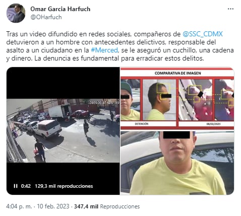 Omar Garcia Harfuch informó la detención de un chinero de la Merced
