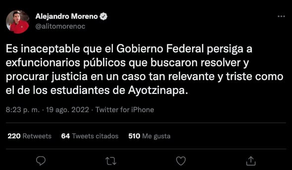 Así reaccionó Alejandro Moreno a la detención de Jesús Murillo Karam