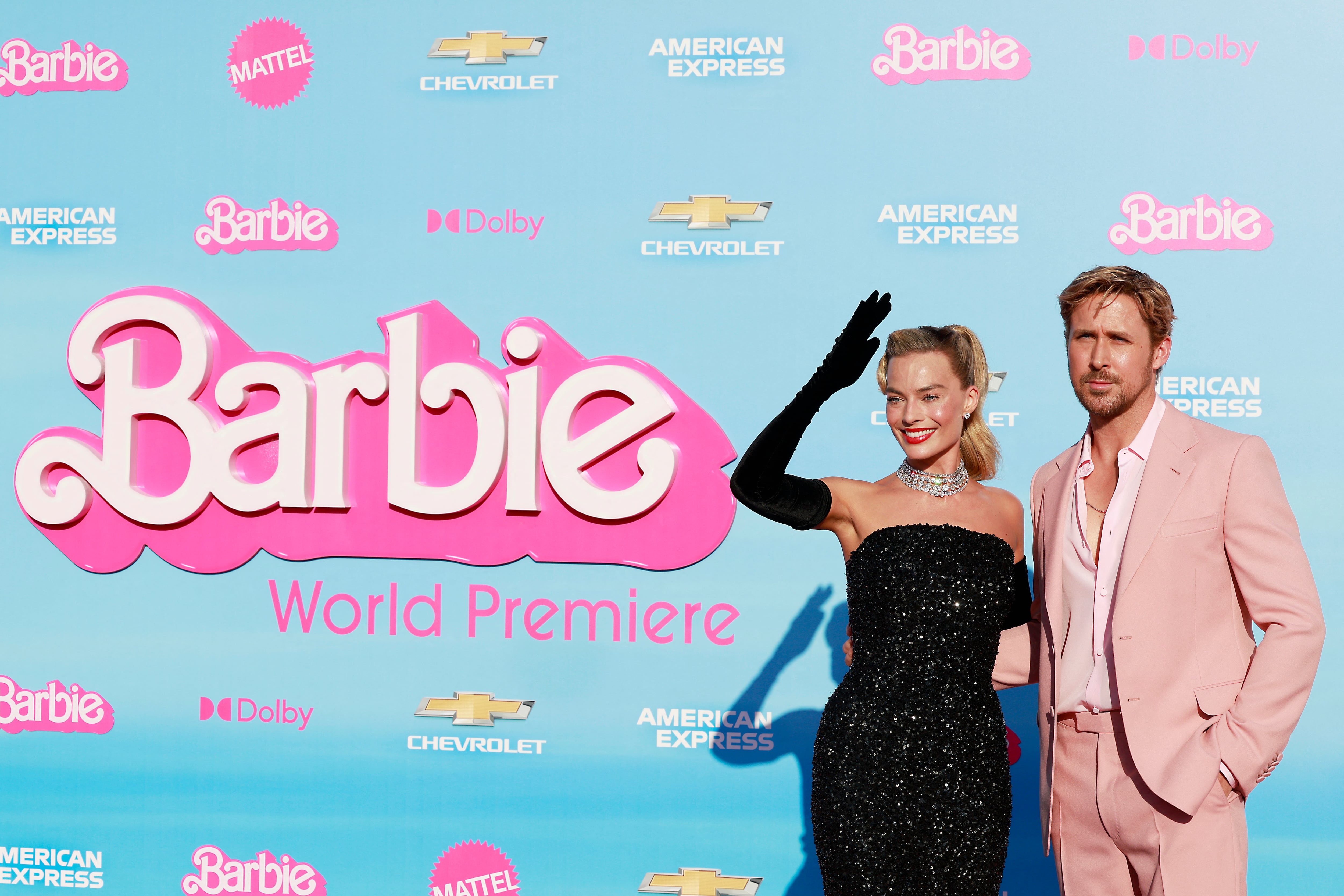 Margot Robbie y Ryan Gosling en el estreno mundial de Barbie La Película