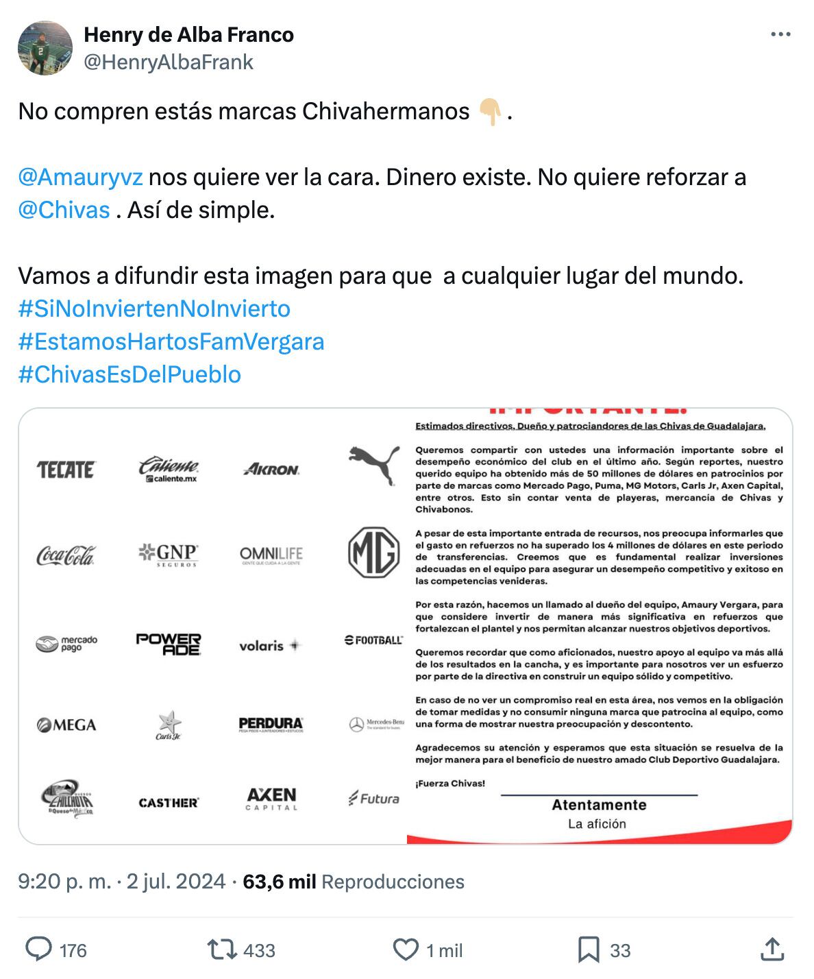Comunicado de la afición de Chivas