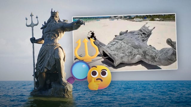 ¿Tiraron la estatua de Poseidón en Progreso, Yucatán? Te contamos
