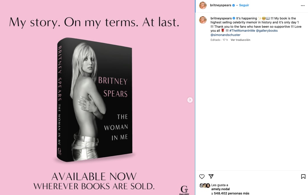 Britney Spears celebra éxito de su libro