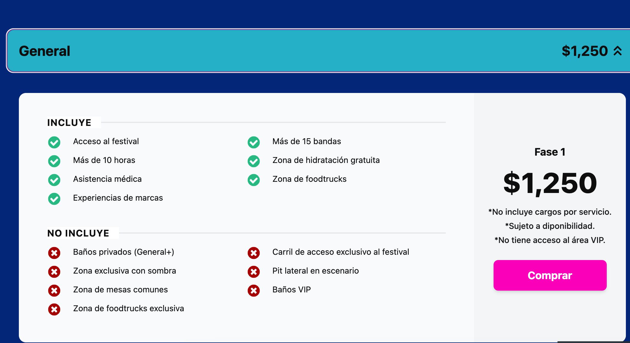 Precios de los boletos del Tecate Península 2024