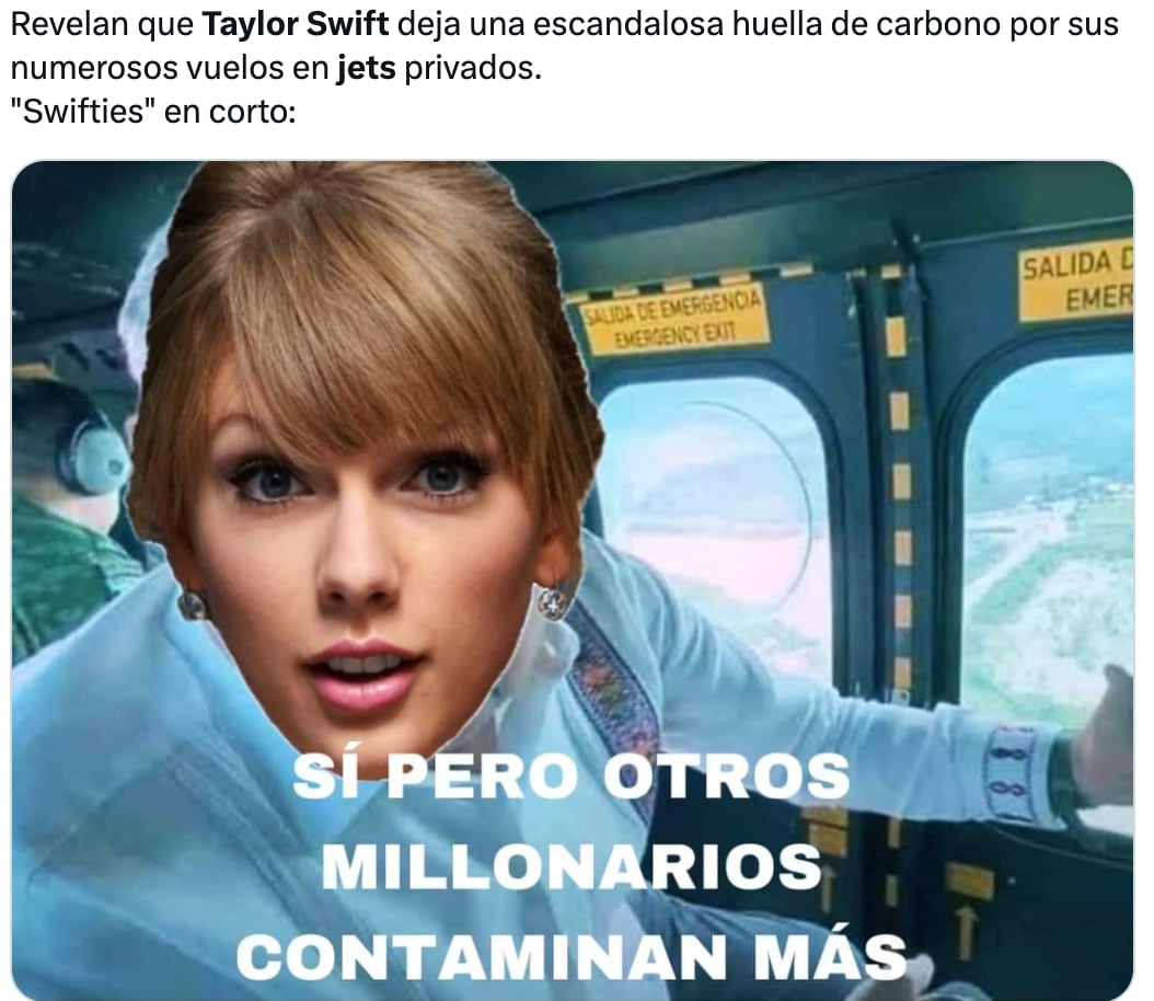 Memes de Taylor Swift por su jet privado