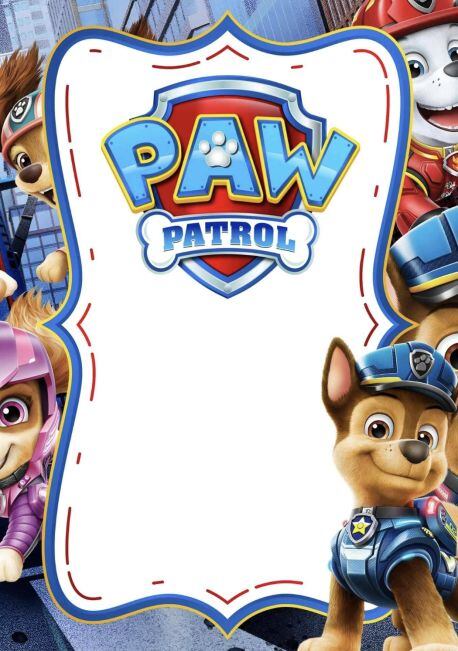 Tarjeta de Paw Patrol de graduación superhéroes