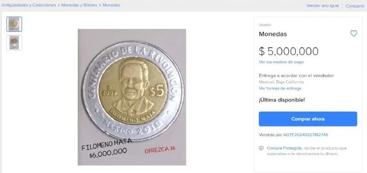 Esta es la moneda de 5 pesos que vale 5 millones de pesos