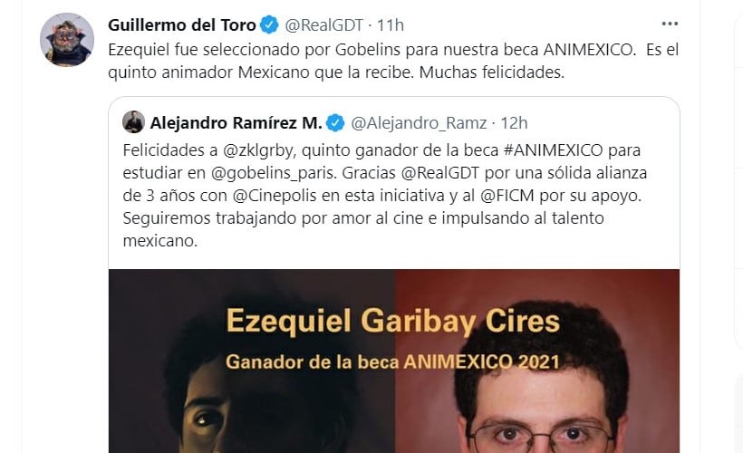 Publicación de Twitter de Guillermo del Toro