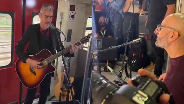 La Gusana Ciega sorprendió con un concierto sobre ruedas en el Tren Suburbano y cantaron para sus fans