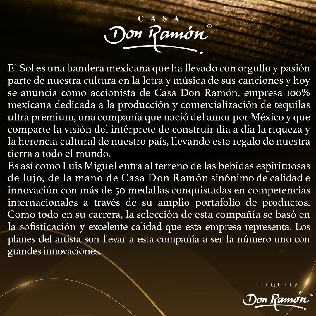 Tequila Don Ramón anuncia a Luis Miguel como su nuevo dueño.