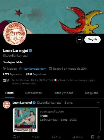 Últimas publicaciones de León Larregui en Twitter