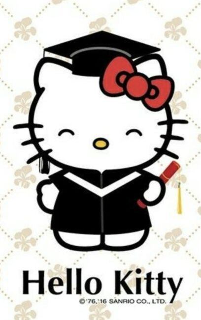 Tarjeta de Hello Kitty para graduación en traje negro