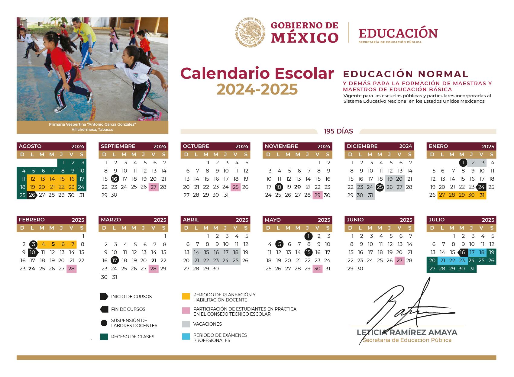 Calendario ciclo escolar 2024-2025 SEP para docentes