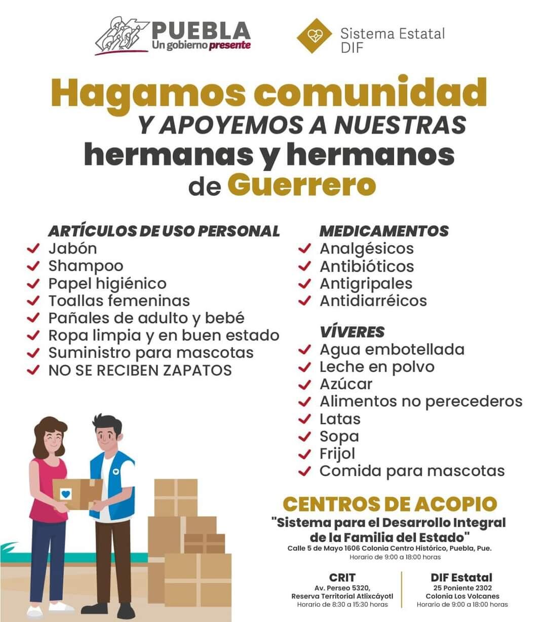Centros de acopio de alimentos de mascotas en Puebla