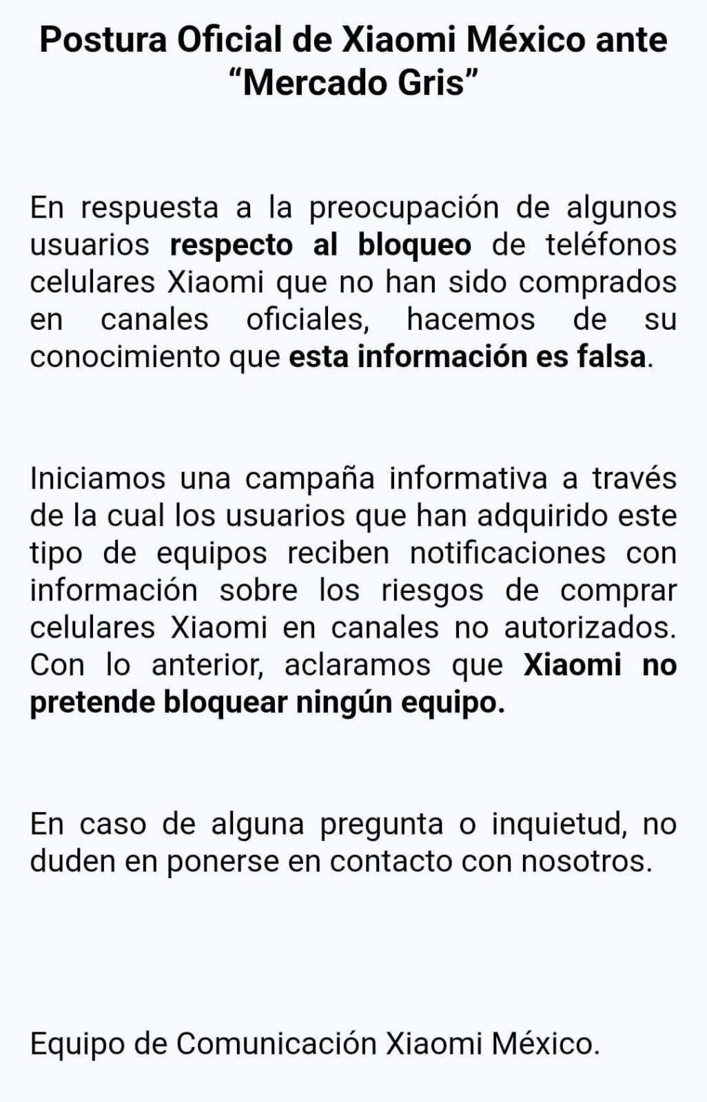 Xiaomi desmiente bloqueo a mercado gris de celulares en México