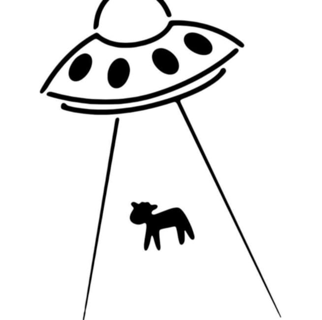 Dibujo de OVNI para colorear secuestrando una vaca